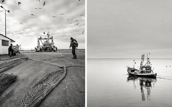 Obrázek rybářů v Pobaltí regionu Kašubsko