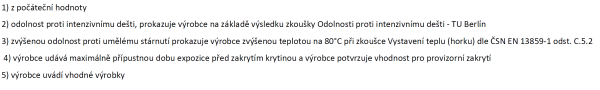 Poznámky k tabulce kvalitativní třída podstřešních fólií